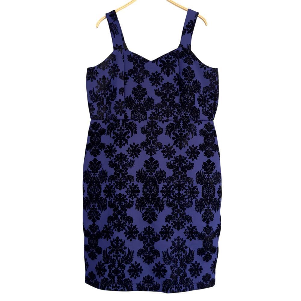 Joe Browns sz 20 Dress Blue Black Sleeveless Cocktail Bodycon Stretch Prom Grad